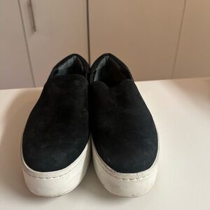Vince Warren Slip-On Platform Suede Sneakers Black Size 9